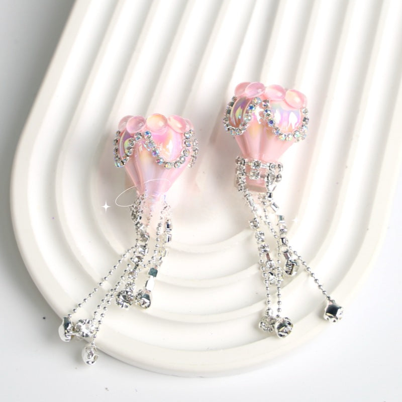 Wholesale Cat Eye Love Crown Beads Full of Diamond Hot Air Balloon Tassels Acrylic Beads